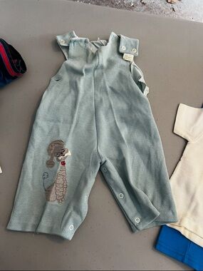 Sears Sage Green Kids Footie Romper with Puppy Applique